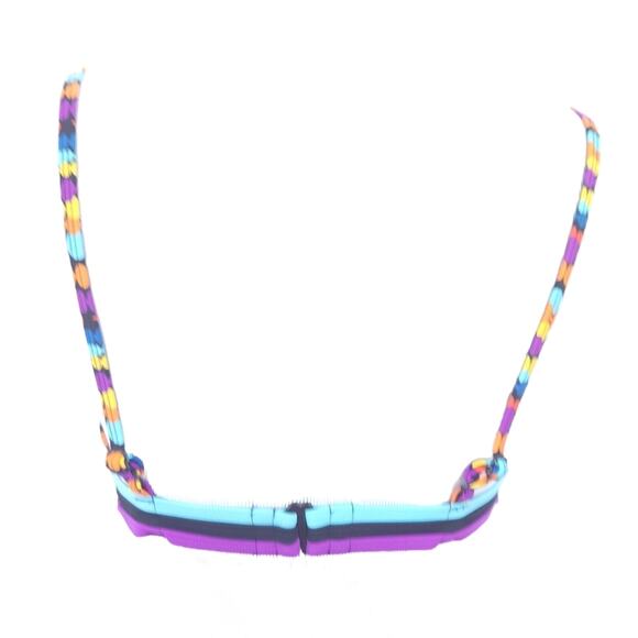 NEW Arizona Multicolor Bikini Swim Top Large Juniors Stripe Abstract Circles - Picture 2 of 5